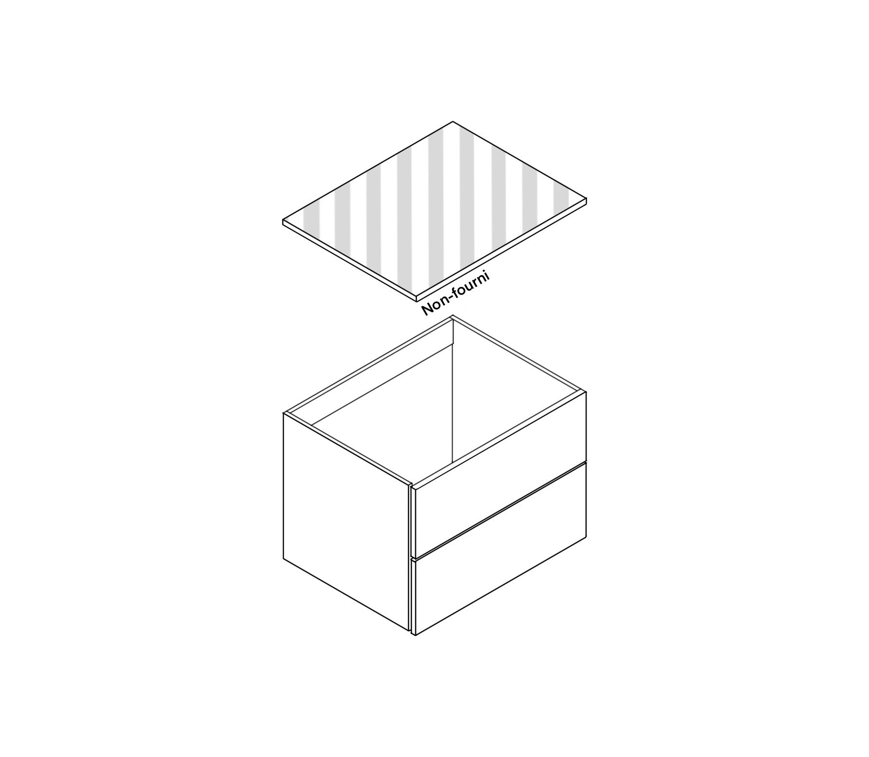 Meuble sous vasque de salle de bain - Marco 60 sans plan vasque Craie - polopolo.fr L60xP48xH60cm - 4