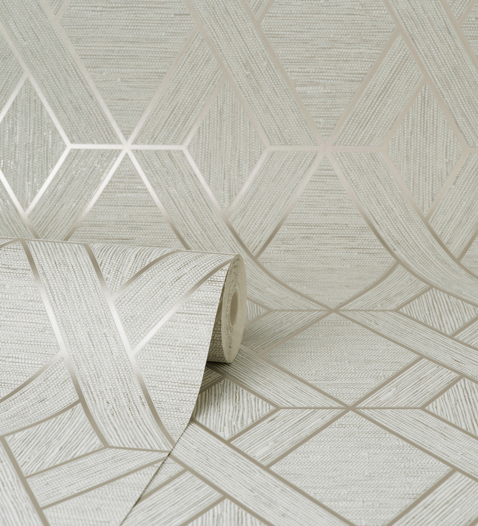 Papier peint lessivable géométrique avec lignes tressés métallisées imitation tissu - Evolet Braided 681977 de GAULAN - Rouleaux de 10 m x 0,52 m - 3