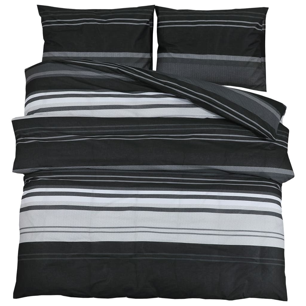 Ensemble de housse de couette noir et blanc 260x220 cm Coton - 2