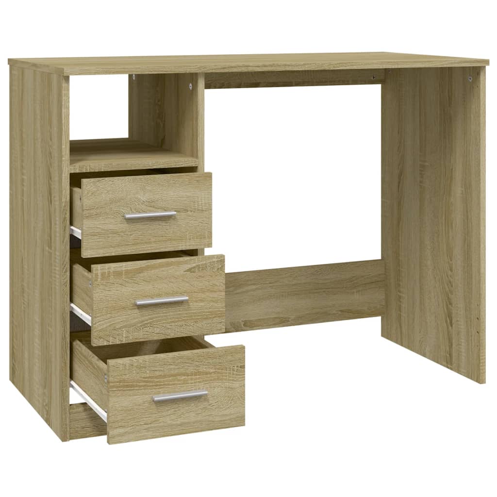 Bureau，Table de travail，Table d'étude avec tiroirs Chêne sonoma 102x50x76 cm Bois d'ingénierie CWV80098 - 7