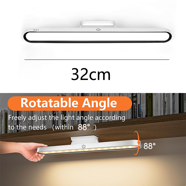 2 pièces éclairage d'armoire à intensité variable avec lumière LED rechargeable, veilleuse magnétique, réglage des couleurs à trois niveaux-blanc - 2