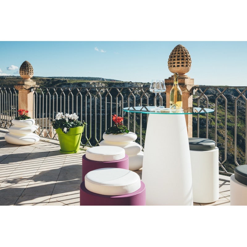 Vase design moderne Ø50 H44 en polymère vert résistant pour l'intérieur et l'extérieur - Fabriqué en Italie - Monacis - 8