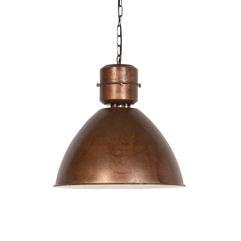 Qazqa przemysłowy lampa wisząca - Flynn - rdza-brązowy, okrągły, max. 60w, kompatybilny z żarówką LED, e27, 50cm oświetlenie