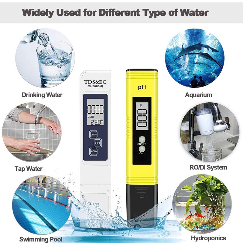 Testeur de pH électronique, TDS, pH, EC, température, ensemble 4 en 1 pour piscine, aquarium, système d'osmose inverse, laboratoire - 7