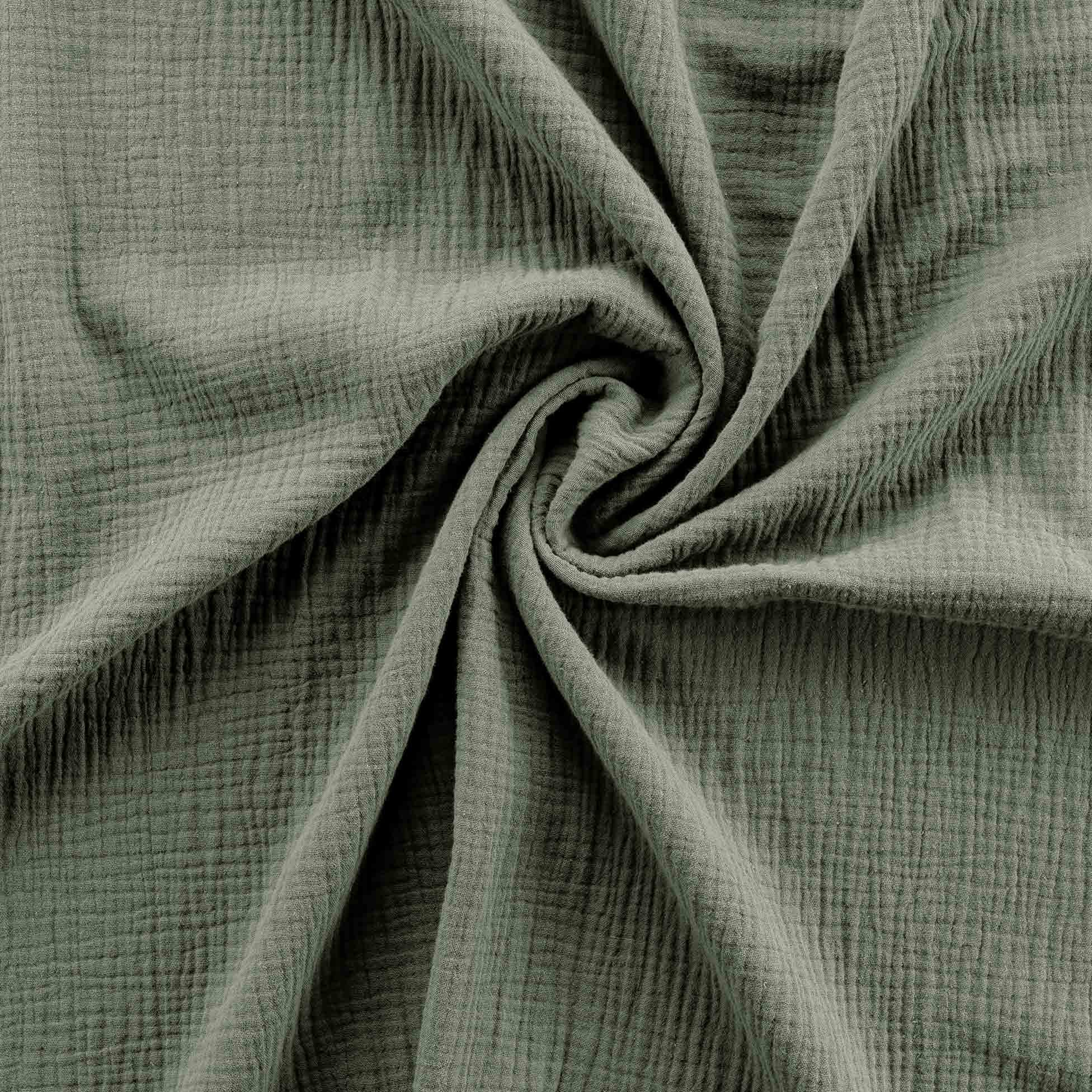 Parure de lit en gaze de coton ANGELIA - Kaki - 240x220 cm - Gaze de coton/Coton - 5