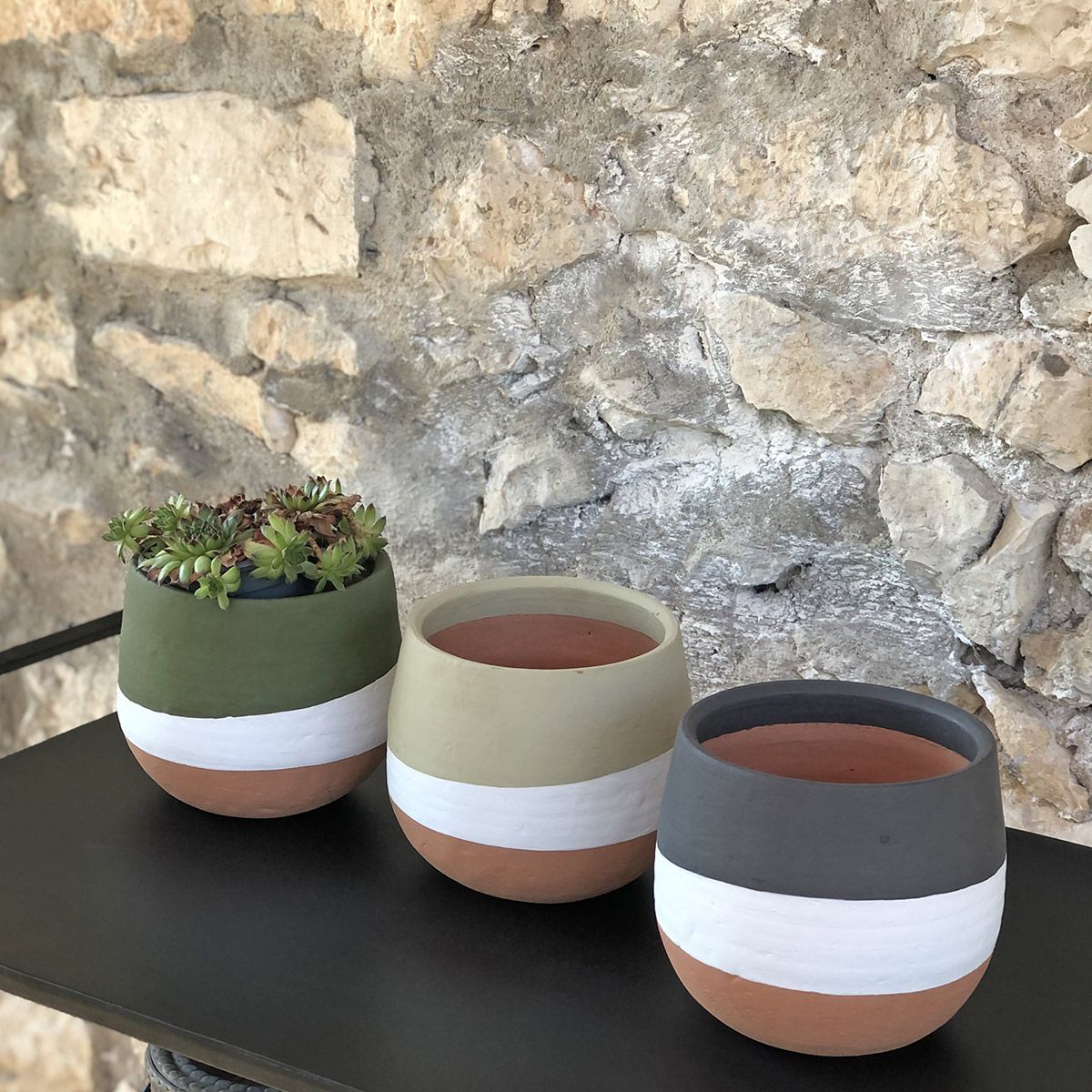 Whitefurze Set 3 Vasi Fiori In Plastica Effetto Terracotta, 15 Cm, Leggeri E Resistenti