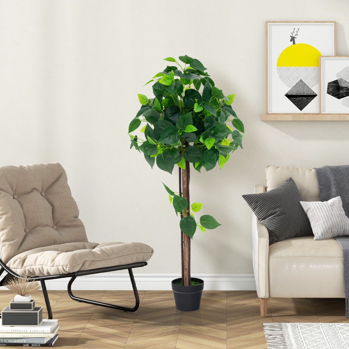 Arbre Artificiel Hortensia 114 cm Faux Arbre Soie Pot Tronc Bois Réalistes Vignes CW79155