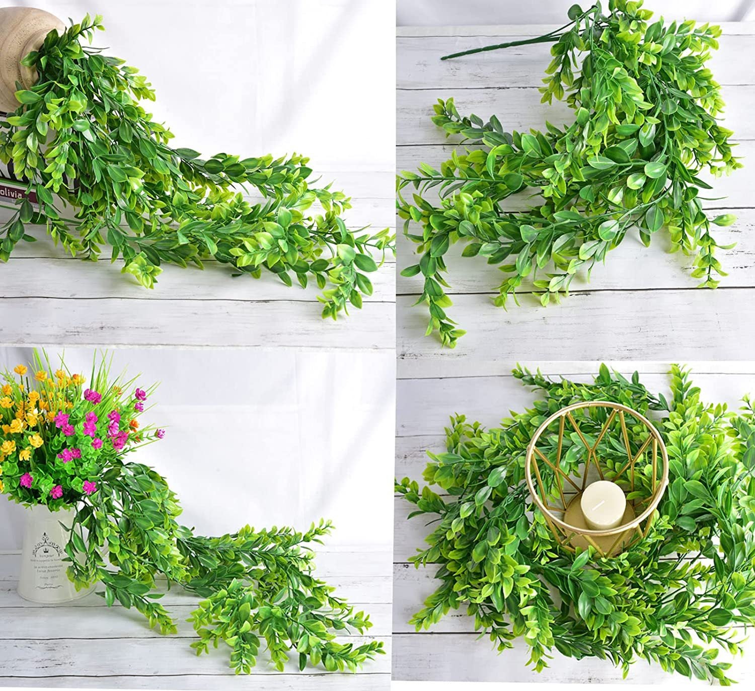 Confezione da 4 piante artificiali da esterno, piante artificiali anti-UV, decorazione da parete con piante verdi - 4