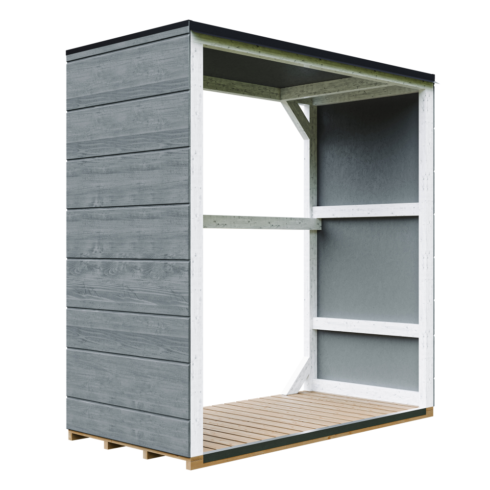 Zewnętrzna szopa na drewno opałowe 1,14 m² - 75 x 153 x wys. 159 cm - TIMBELA M980-1-CAVERN STEEL