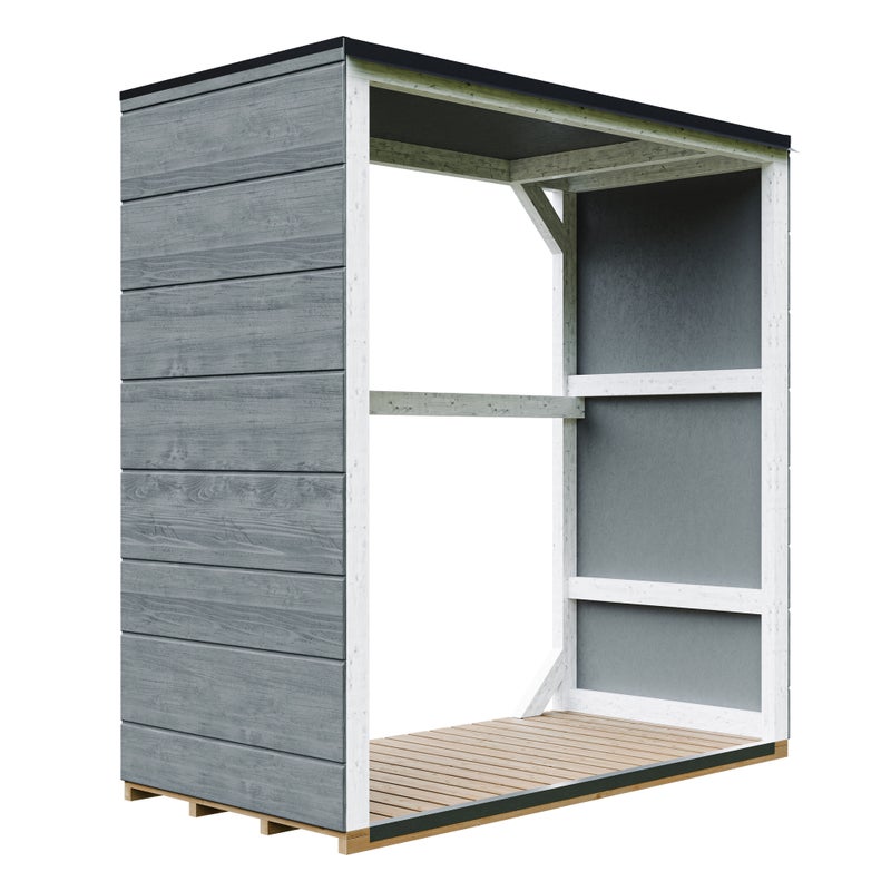 Zewnętrzna szopa na drewno opałowe 1,14 m² - 75 x 153 x wys. 159 cm - TIMBELA M980-1-CAVERN STEEL