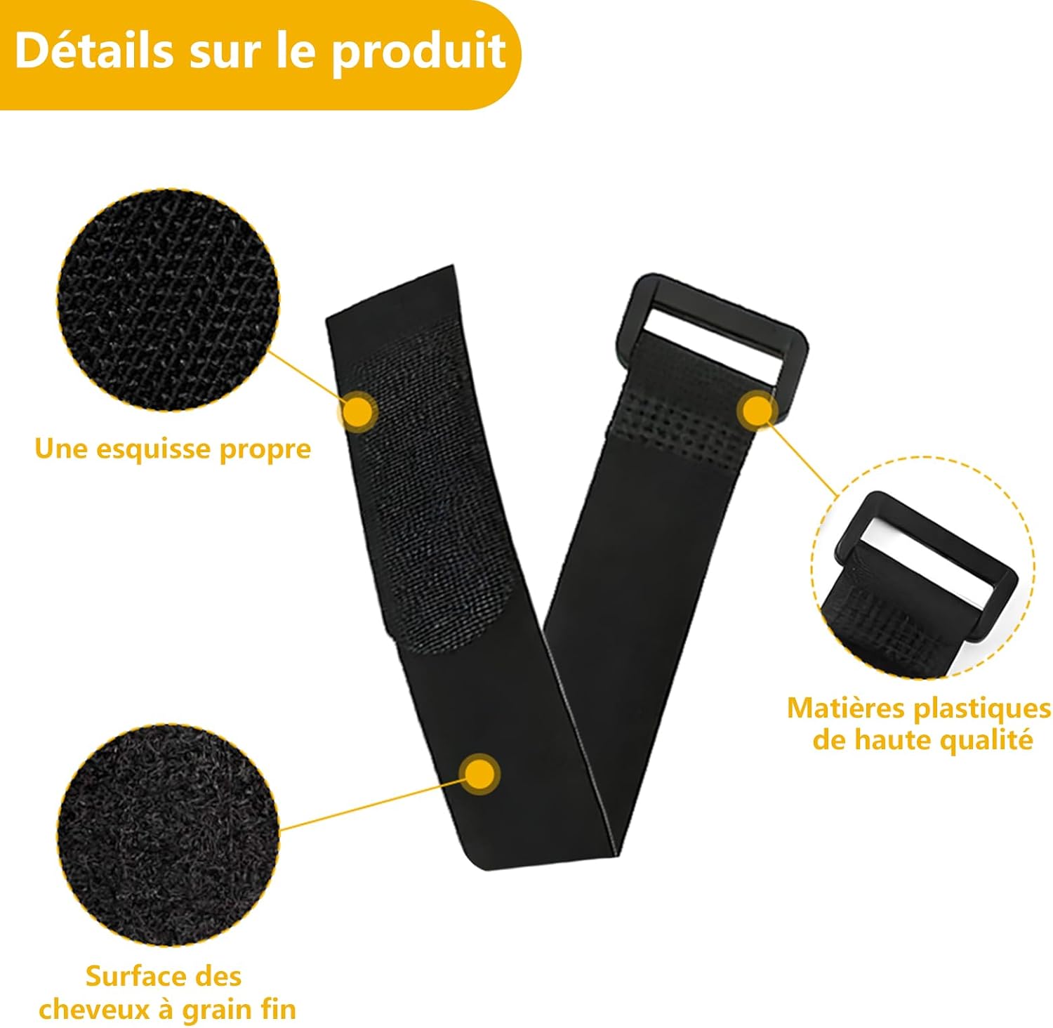 Lot De 8 Bandes Velcro Noires – Bandes Velcro Résistantes Pour Fixer Les Câbles, Adaptées Aux Vélos, Bagages Et Câbles (20 X 300 Mm, Réutilisables)​ - 2