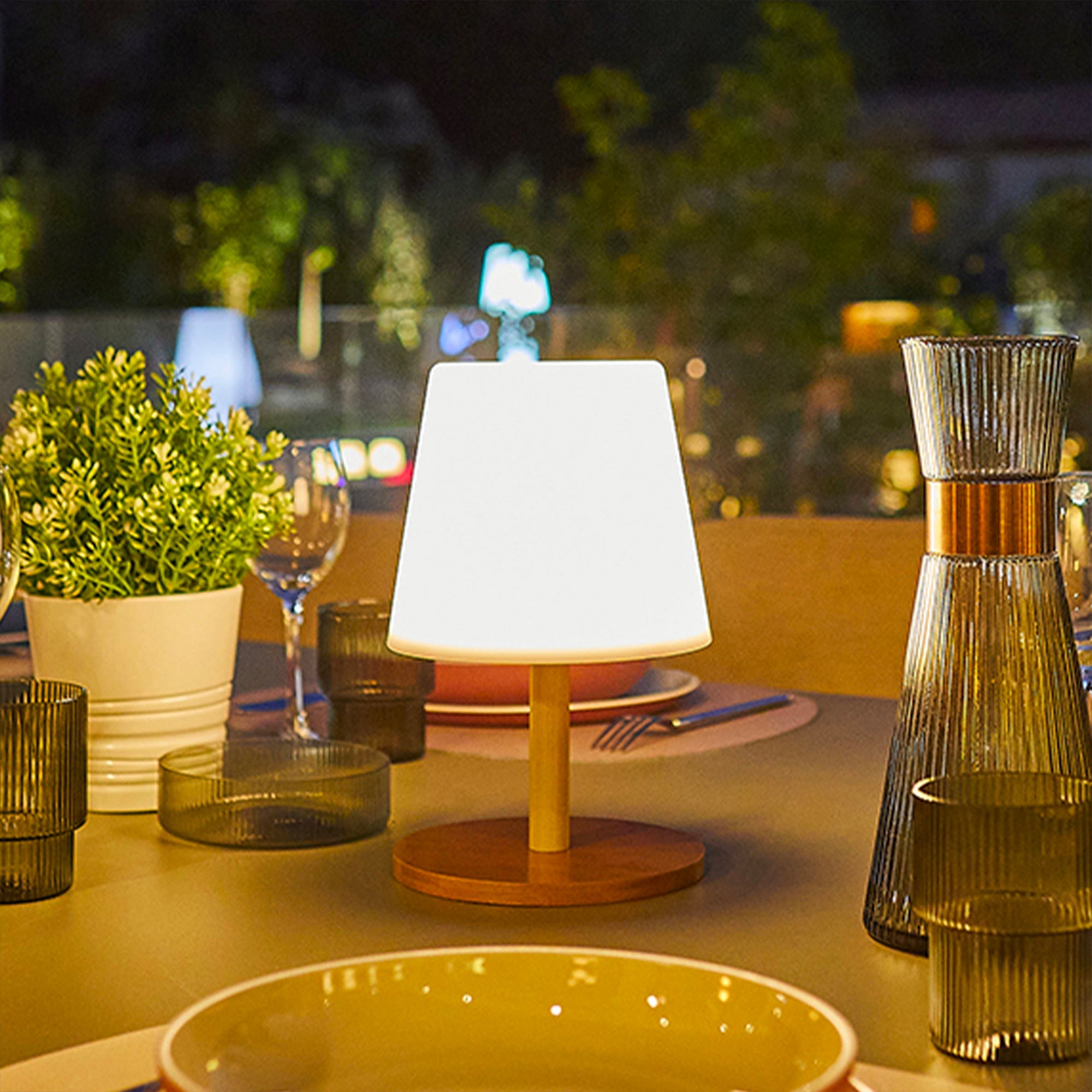Lampa stołowa solarna STANDY MINI WOOD SOLAR, wys. 25 cm