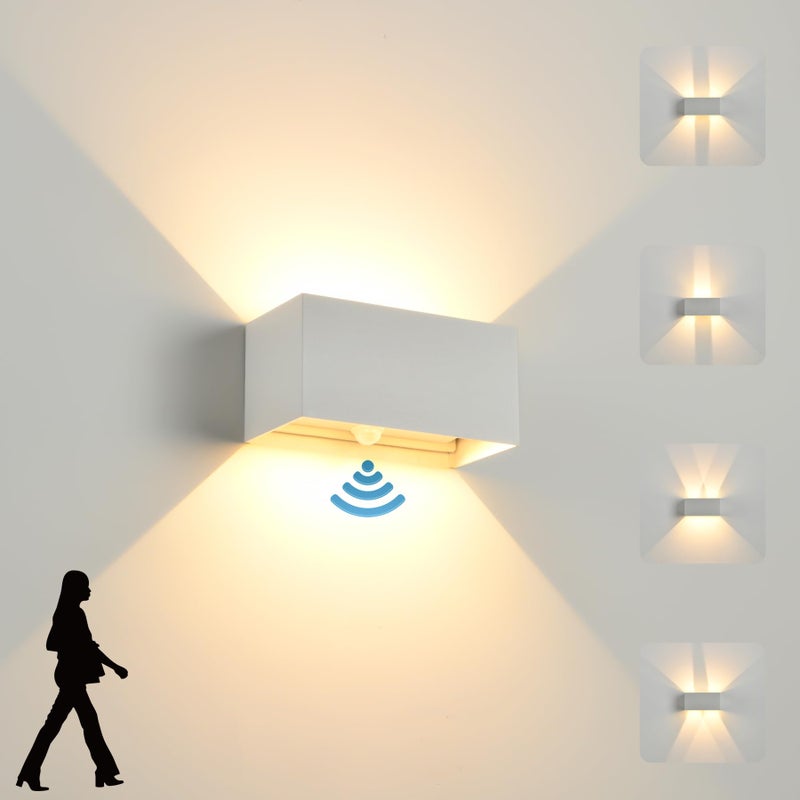 Wewnętrzna/zewnętrzna lampa ścienna LED z czujnikiem ruchu, 24 W, wodoodporna lampa ścienna IP65, ciepła biel 3000 K