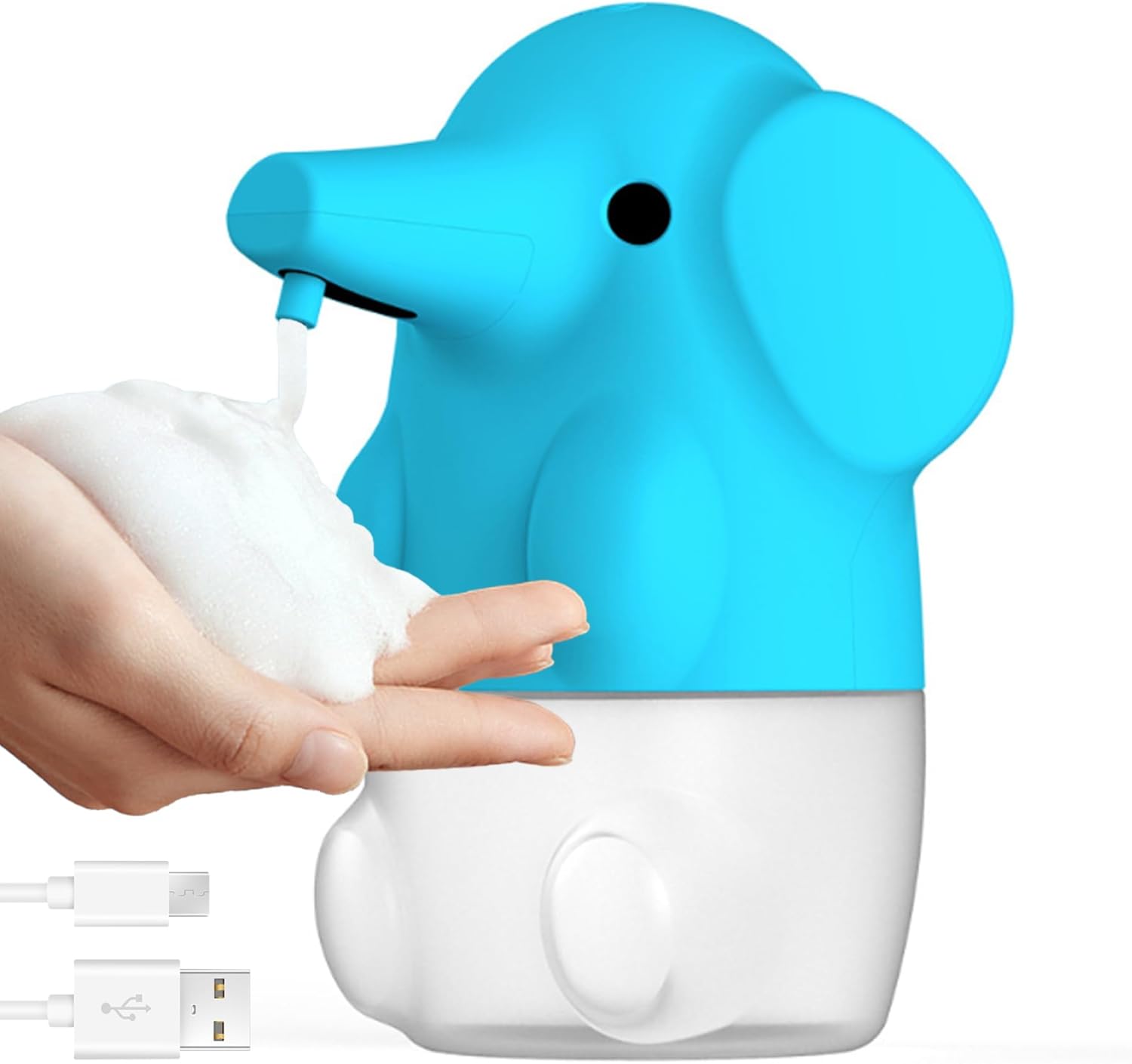 Automatyczny Dozownik Mydła w Kształcie Słonia 250 ML 2 Tryby USB Bezdotykowy Dozownik Mydła do Rąk USB do Łazienki Niebieski