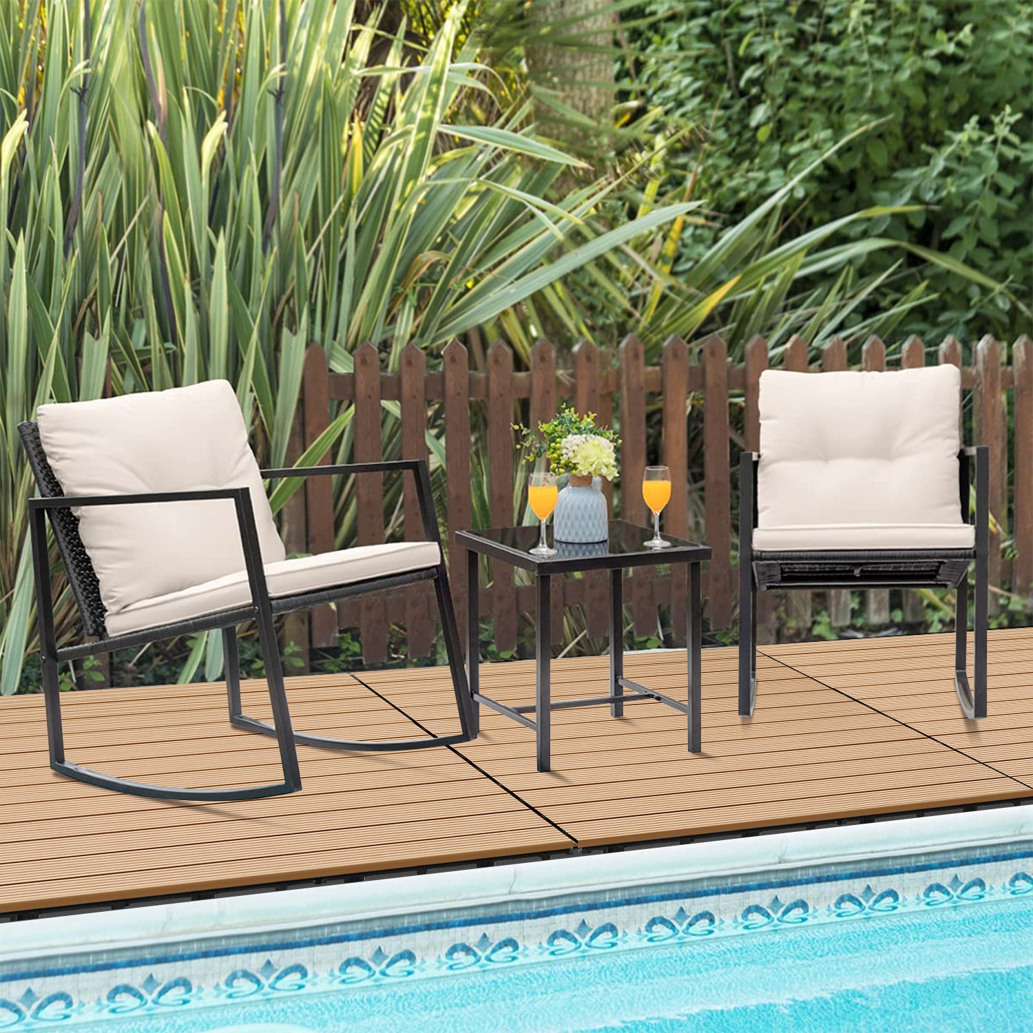 18 dalles de terrasse en WPC, 60 x 30 cm, à clipser pour jardin, 3 m², teck - 4