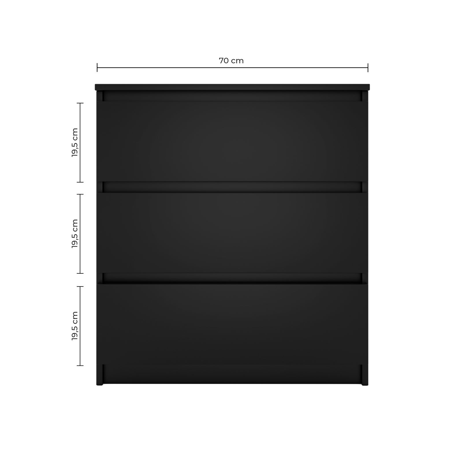 Commode moderne avec 3 tiroirs Malwa M3 - Noir - 5