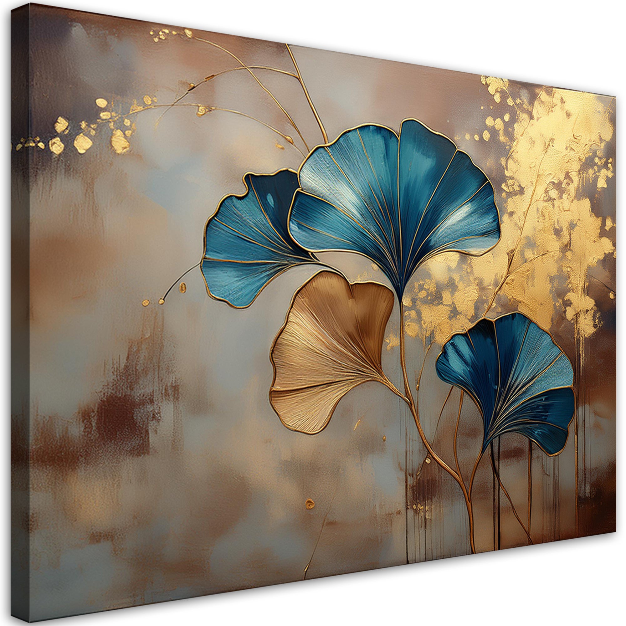 Obraz na płótnie, Ginko Kwiaty Natura Złoty 60x40