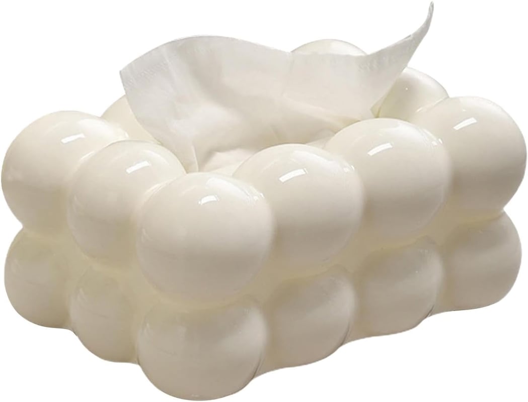 Pudełko na chusteczki w kształcie bańki, dozownik na papier do twarzy, białe, polipropylen (PP)