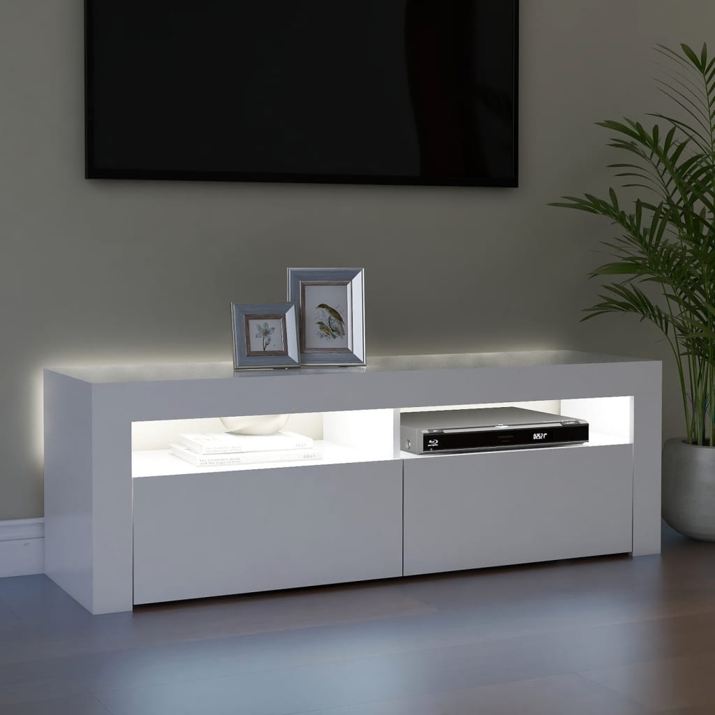 vidaXL Móvel de TV com luzes LED 120x35x40 cm branco - 4
