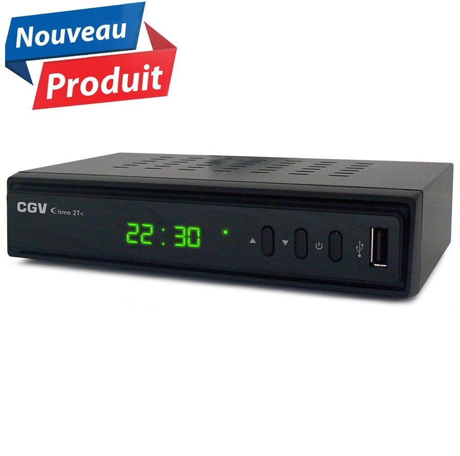 Récepteur Enregistreur Décodeur TNT HD Double Tuner CGV Etimo 2T-c + Câble HDMI 4K - Chaînes de la TNT Française & Allemande - 2