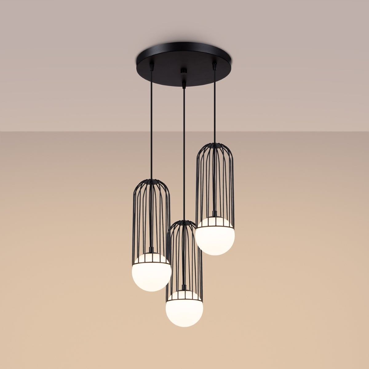 Lampa wisząca ZYNEX 3P czarna LED 3000K - 34x34x115cm Sollux