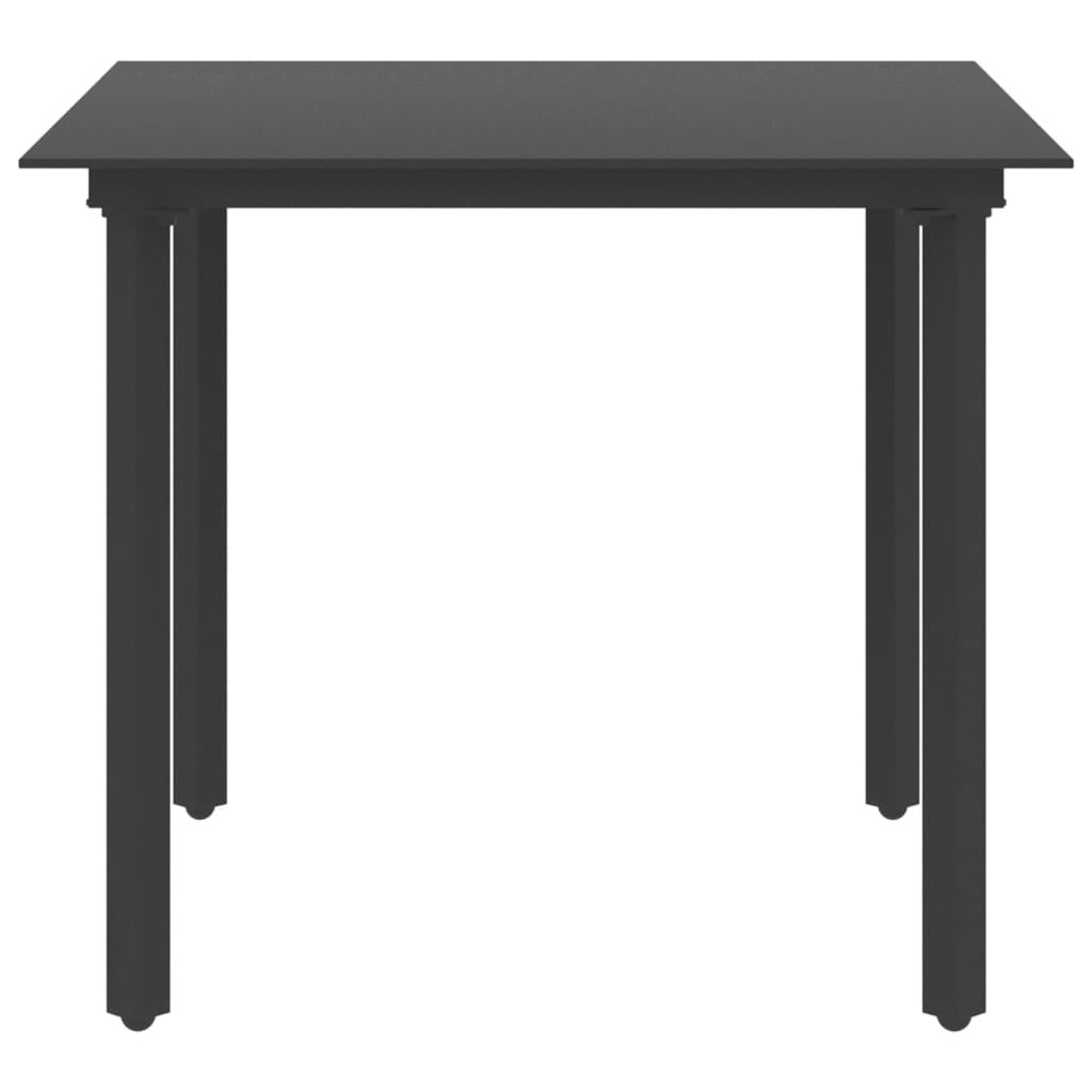 Maison Exclusive - Tavolo da Giardino Nero 80x80x74 cm in Acciaio e Vetro - 2
