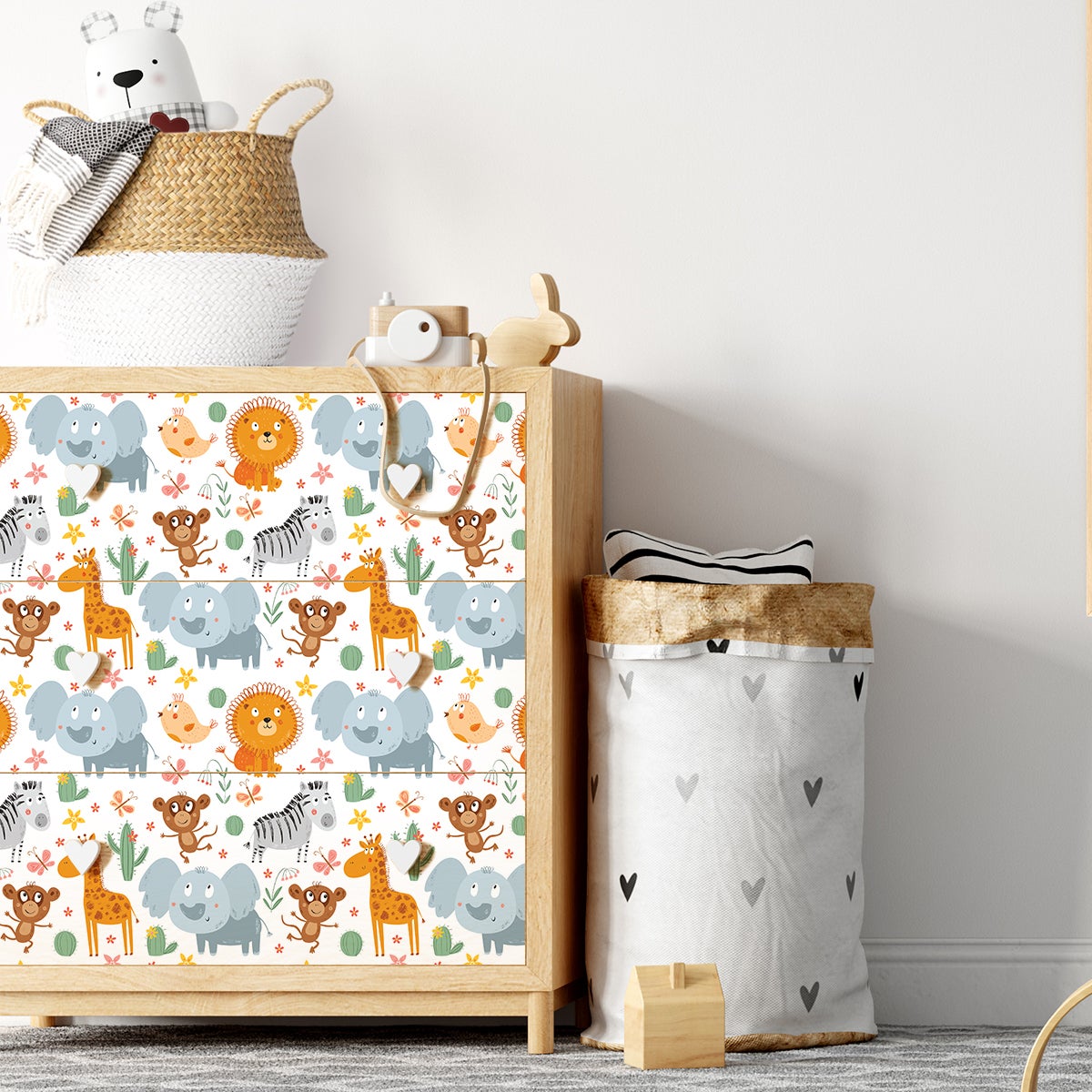 Pegatina muebles para niños animales exóticos - adhesivo de pared - revestimiento sticker mural decorativo - 60x90cm - 3