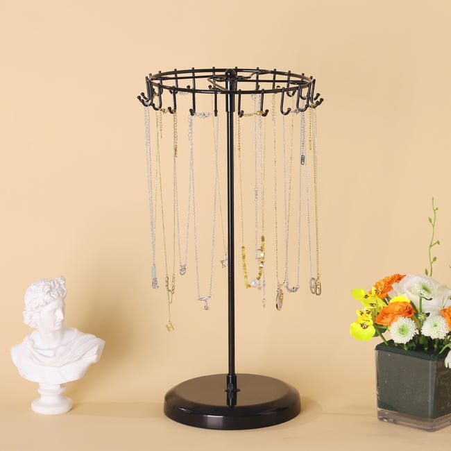 Portagioie Girevole Con 23 Ganci - Organizzatore Per Collane, Bracciali E Orecchini, Nero - Foto 2