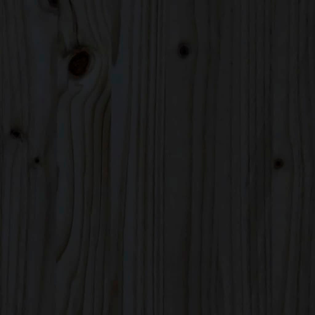 Cadre de lit sans matelas noir 200x200 cm en bois massif de pin - 5
