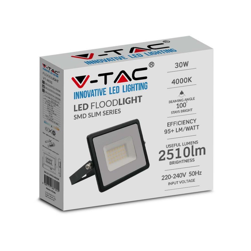 Reflektor LED SMD 30W serii E G2, kolor czarny, 4000K, IP65 - 4