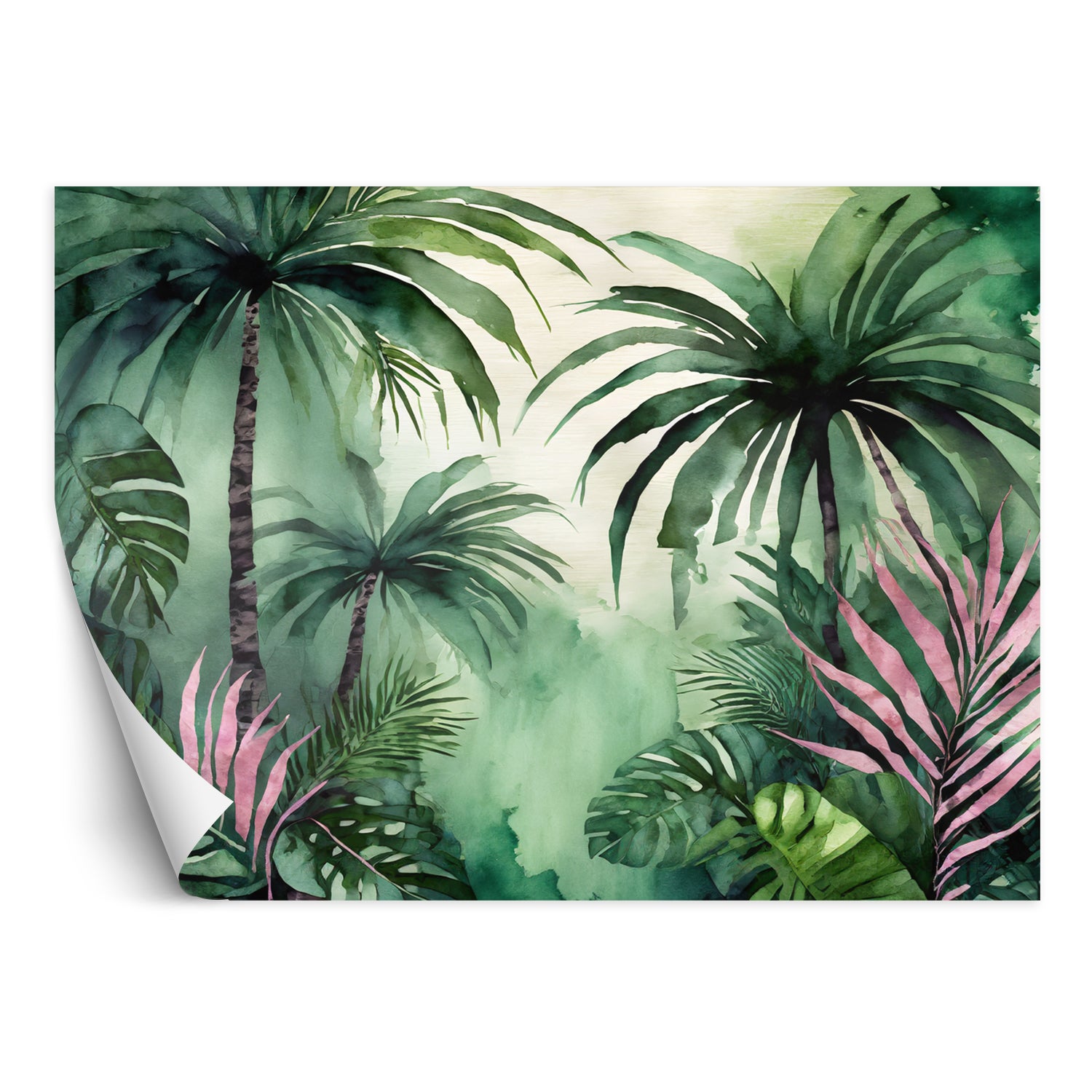 Fototapeta, Dżungla palmowa akwarela 300x210