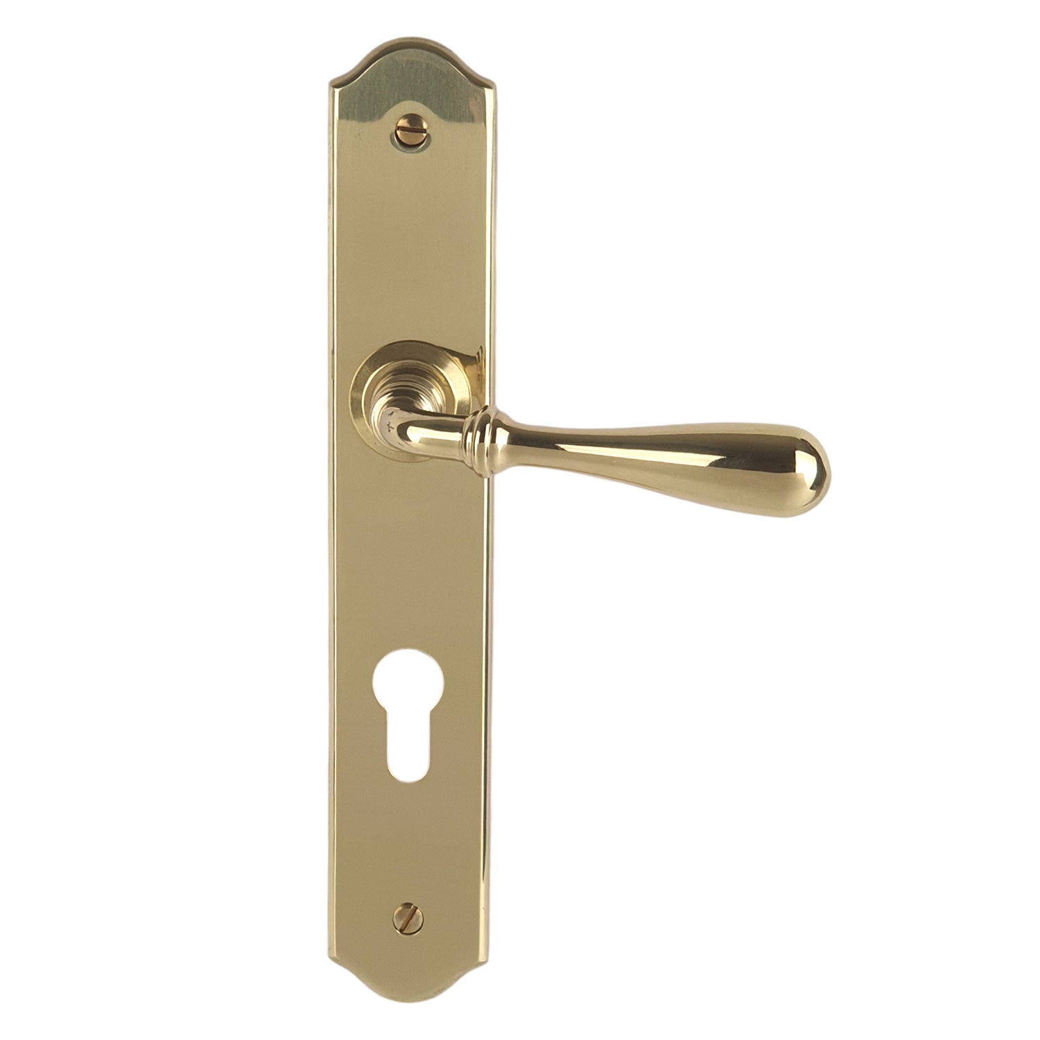 2 poignées de porte DURANCE Cylindre, Laiton poli entraxe 195 mm, entrée bureau garage - 2