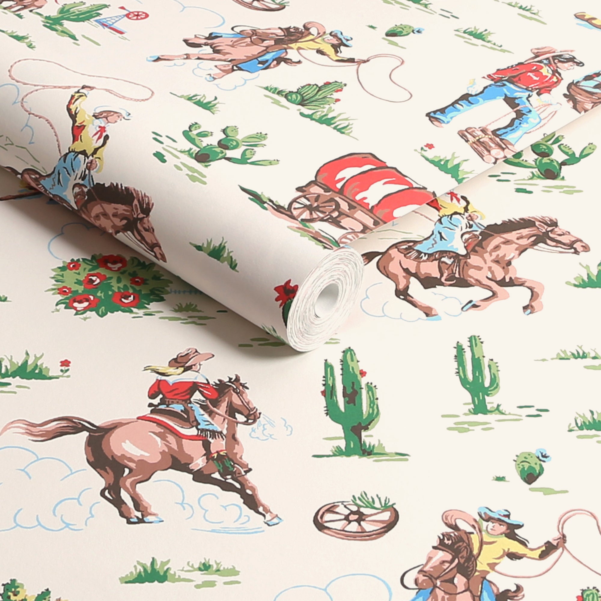 Cath Kidston Tapeta filzelinowa COWGIRLS wielokolorowy 10 m x 52 cm