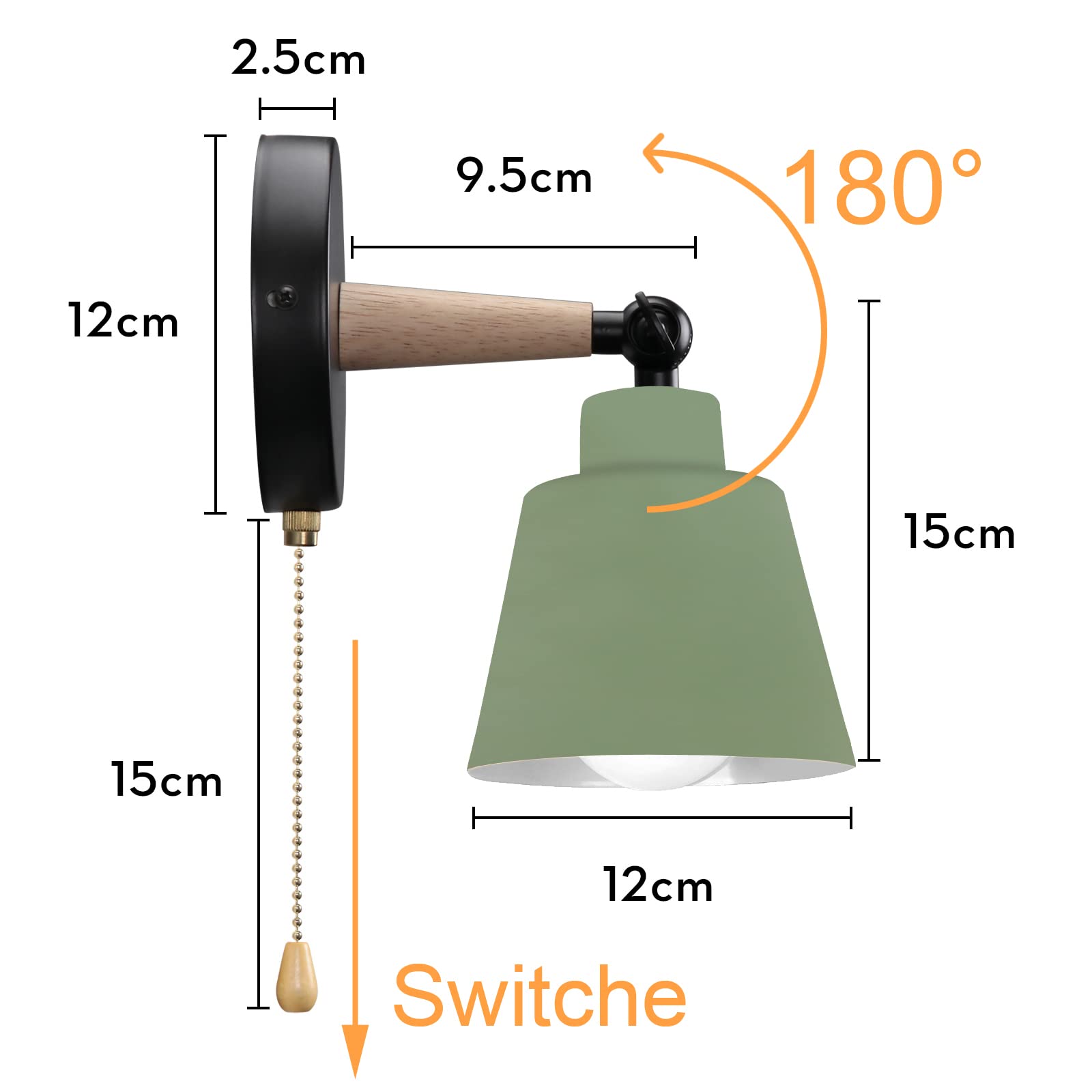 DELIPOP Applique Da Parete Vintage - 2 Pezzi, Stile Industriale, Nero E Oro, Regolabile, E27 - Foto 6