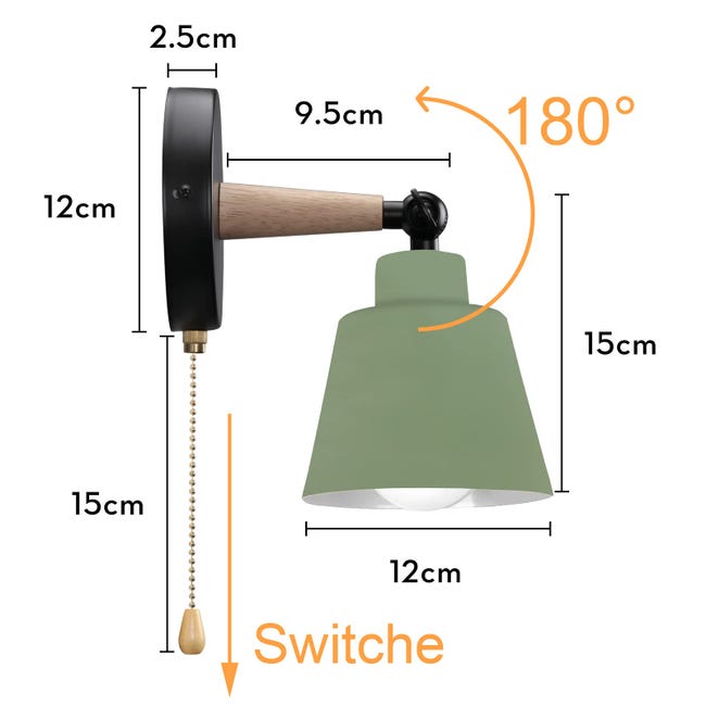 DELIPOP Applique Da Parete Vintage - 2 Pezzi, Stile Industriale, Nero E Oro, Regolabile, E27 - Foto 6