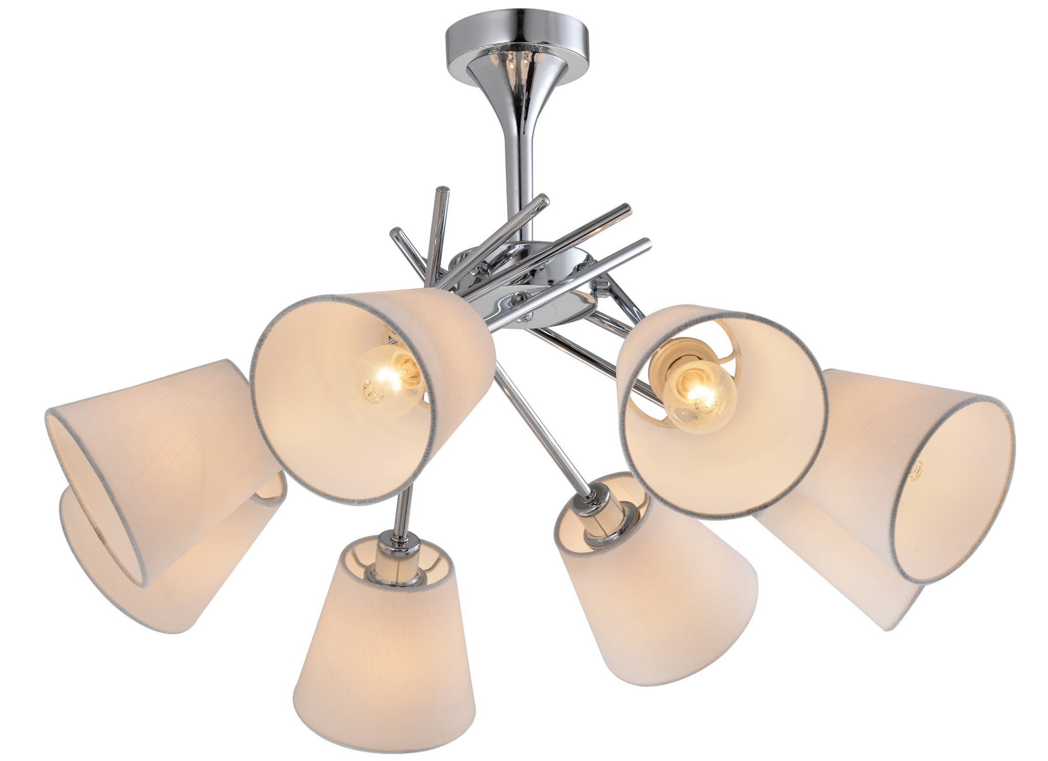 Lampa wisząca Vox chromowana srebrna 8xE14x40W wym: 40 x 66 x 66 cm tkanina Candellux