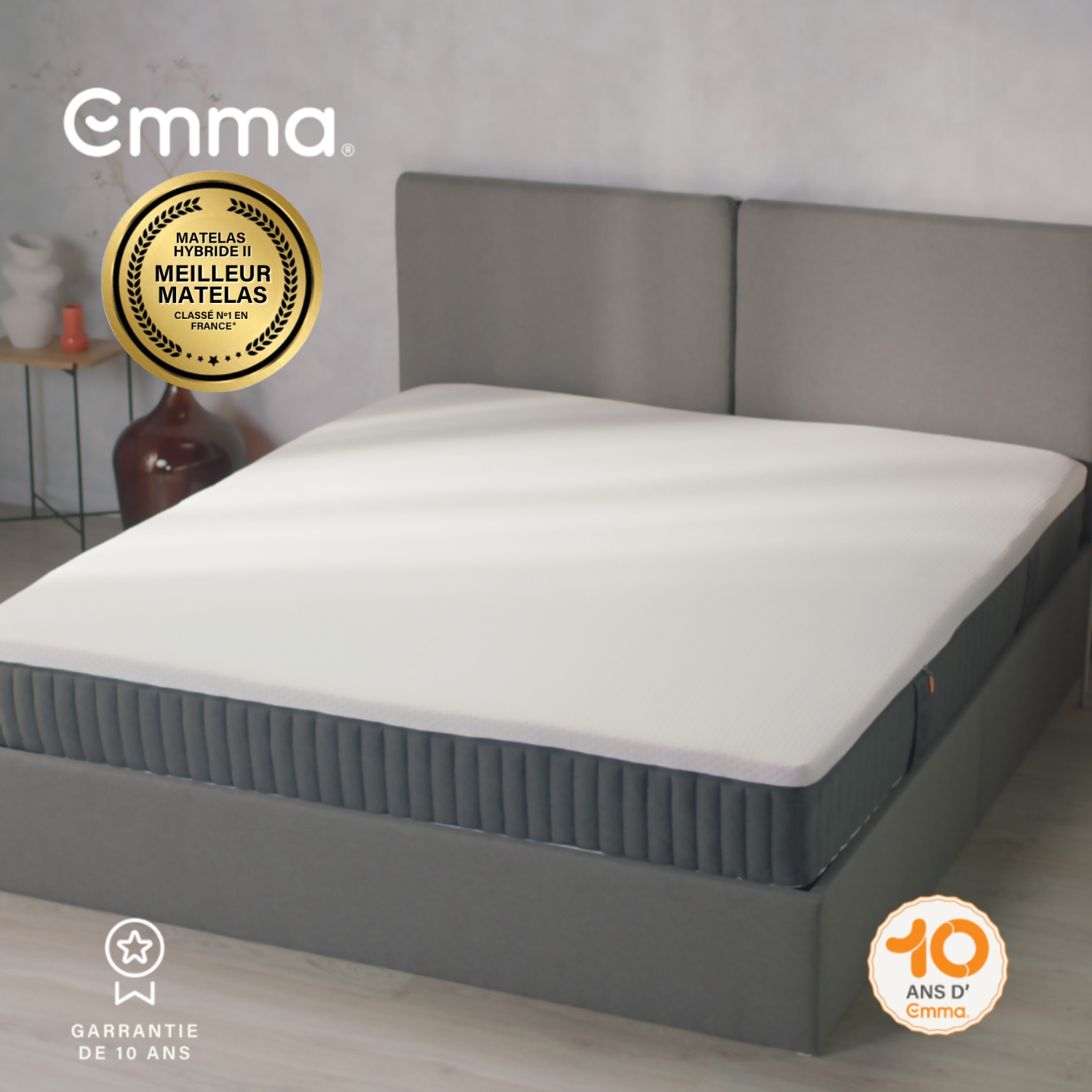 EMMA | Matelas Hybride II 90x200 | Mémoire de Forme + Ressorts | MEILLEUR CHOIX Emma | Dos Apaisé | Soutien Et Respirabilité | 25cm - 5