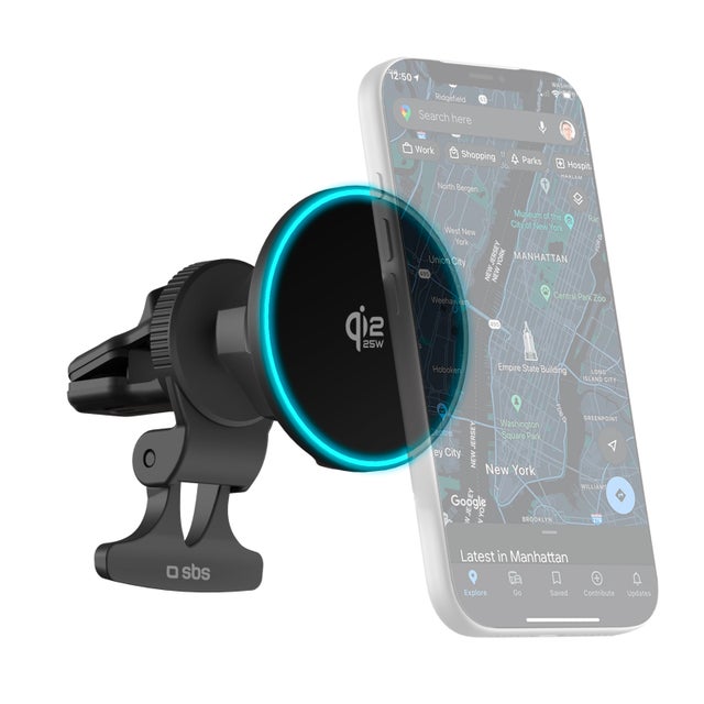 SBS Support voiture magnétique Qi2.2 25W avec LED