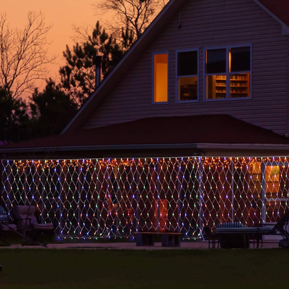 Ghirlanda luminosa, 144 LED, alimentazione a rete, 2 m x 2 m, 8 modalità, ghirlande luminose con regolatore, decorazioni per Natale - Multicolore - 8