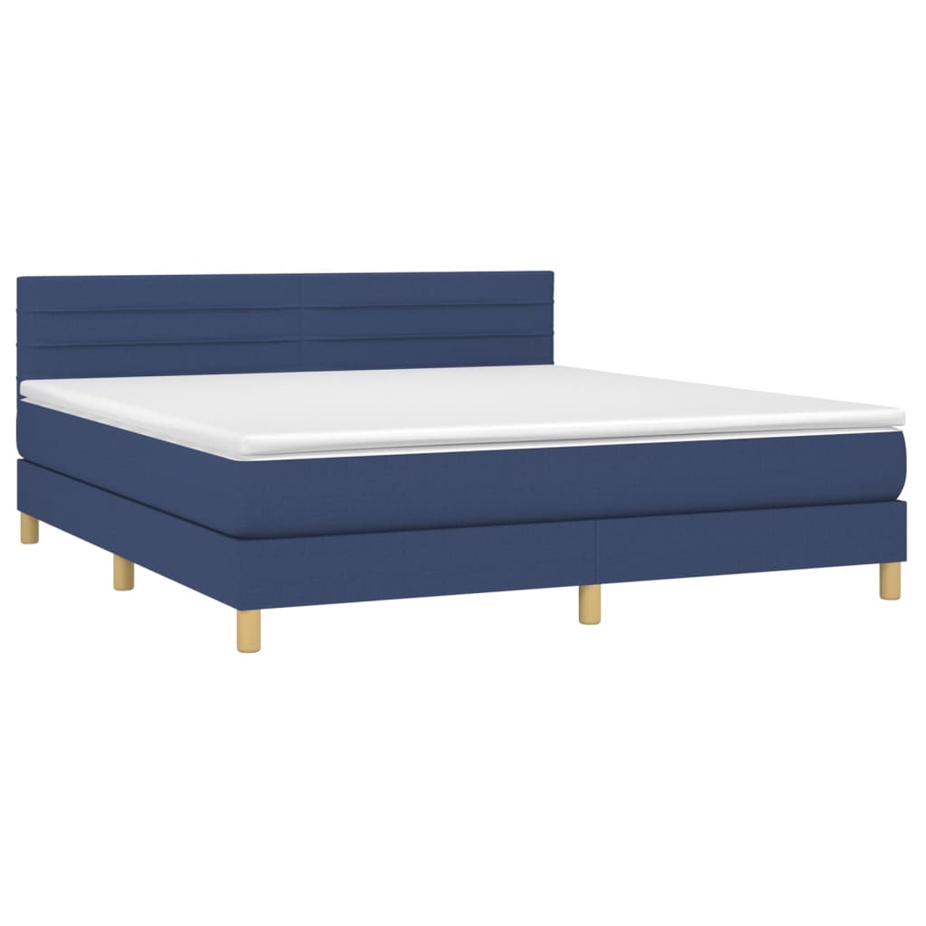 Maison Exclusive - Sommier à lattes de lit avec matelas LED Bleu 180x200 cm Tissu - 3