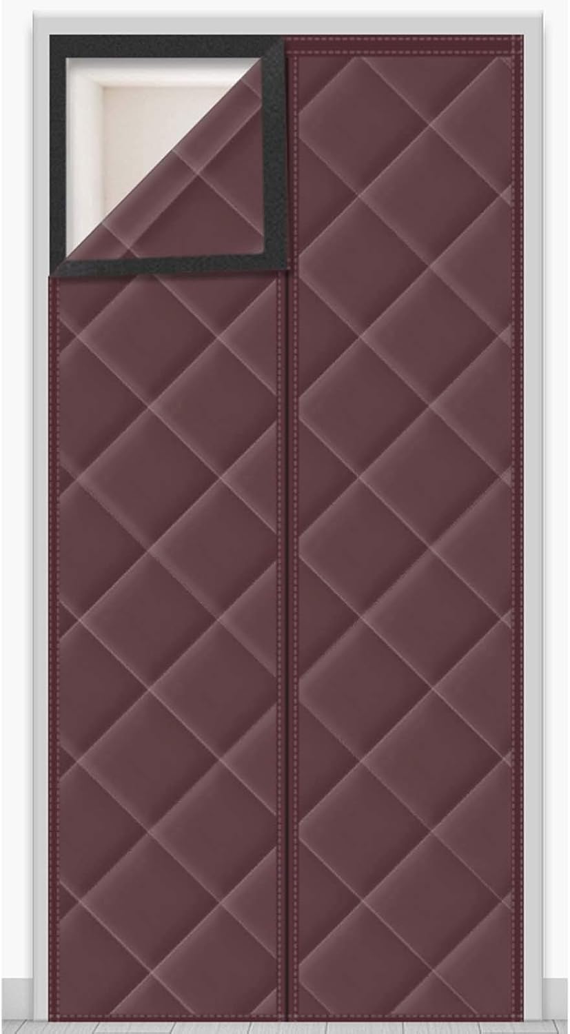 Zasłona drzwiowa magnetyczna, ochrona przed zimnem, blokowanie światła, izolacja akustyczna, 85 x 210 cm (brązowa)