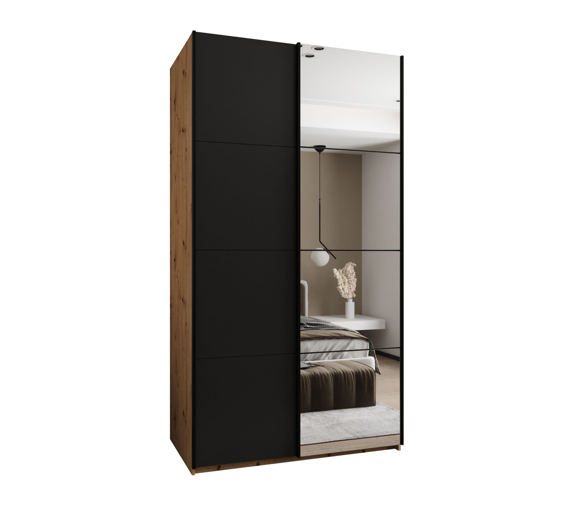 Szafa przesuwna wysoka Lux 3 140 x 64 x 245,5 cm artisan + czarny + u. czarny - Abiks Meble