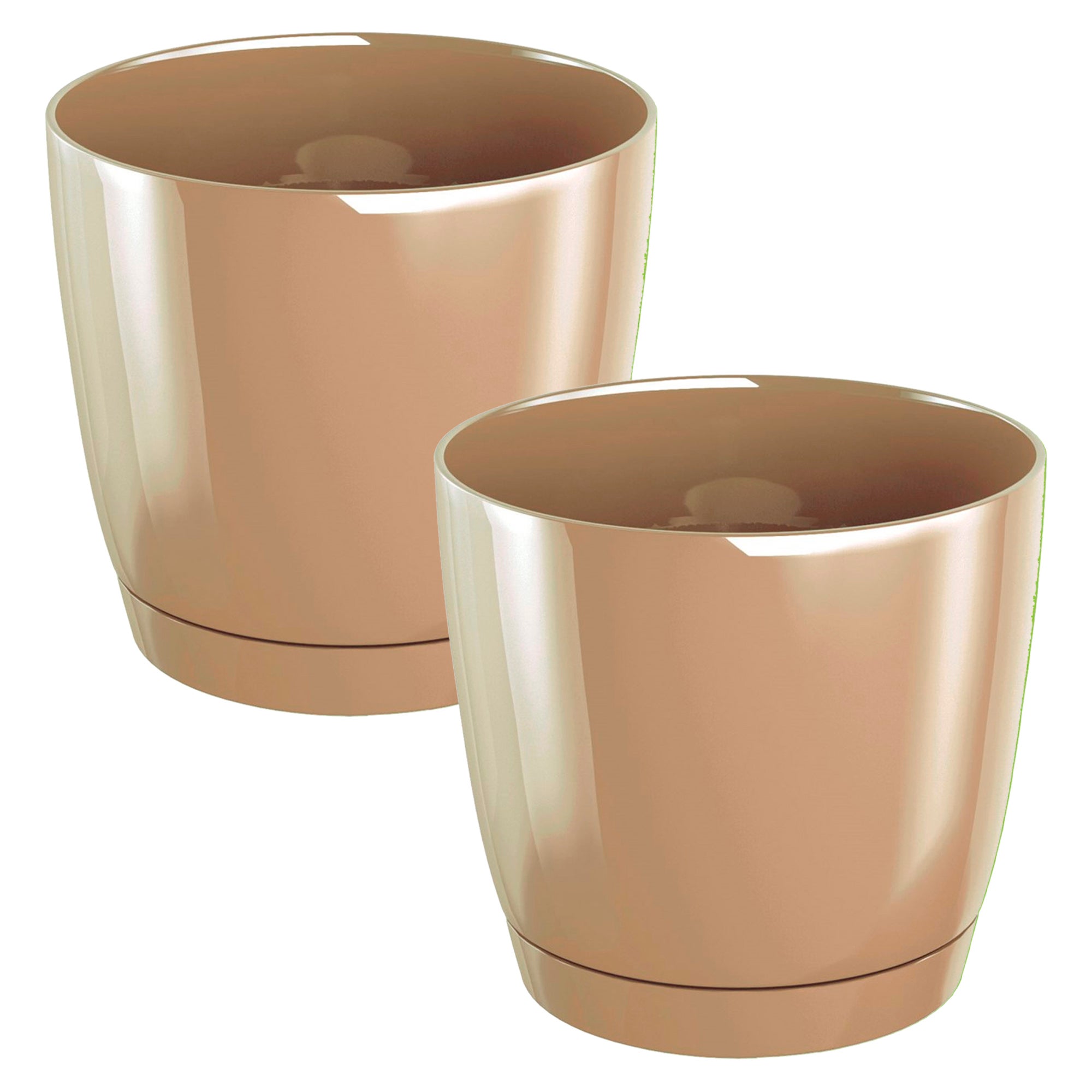 3x Maceta Redonda De Plastico Coubi Round P En Color Cafe Con Leche 28  Largo  X 28  Ancho  X 26 2 Altura Cm 85553318