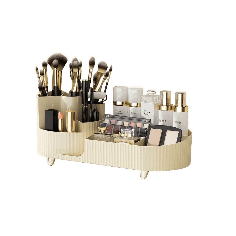 Organizador, expositor cosmético rotatorio para tocador de baño