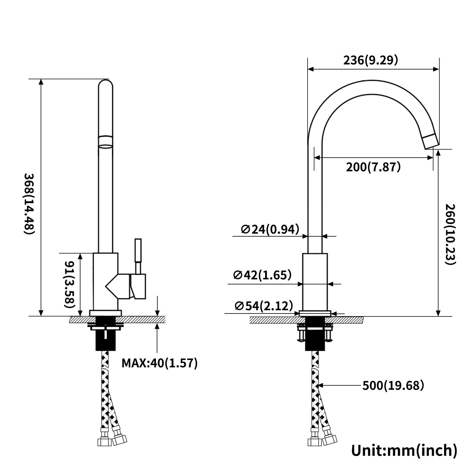 Robinet de Cuisine avec Douchette Extractible Mitigeur de Cuisine avec 2 Types de Jet D'eau Robinet d'évier en Inox Brossé - 9