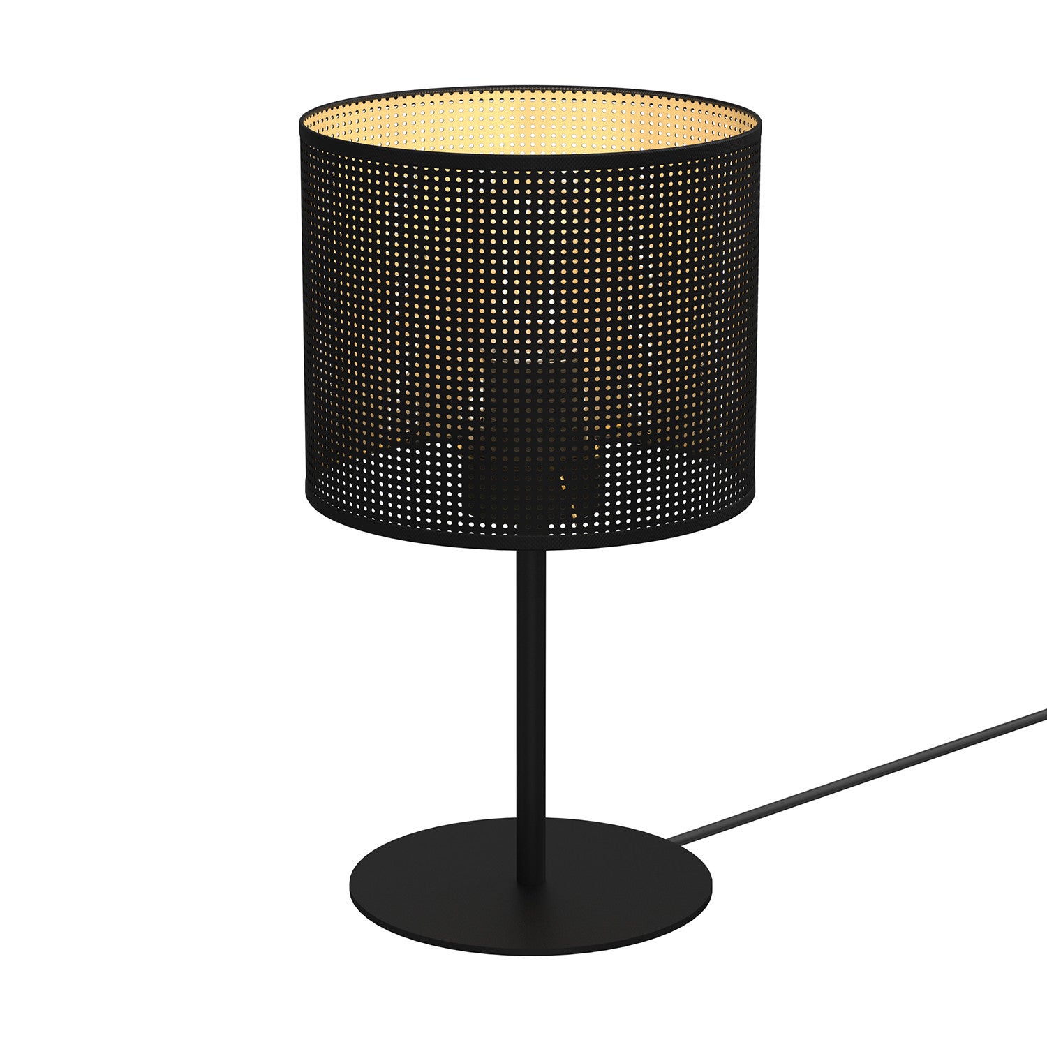 Lampa stołowa loftowa czarna abażur Ø18cm siateczka ze złotym wnętrzem Loft shade 1xE27 15W Luminex