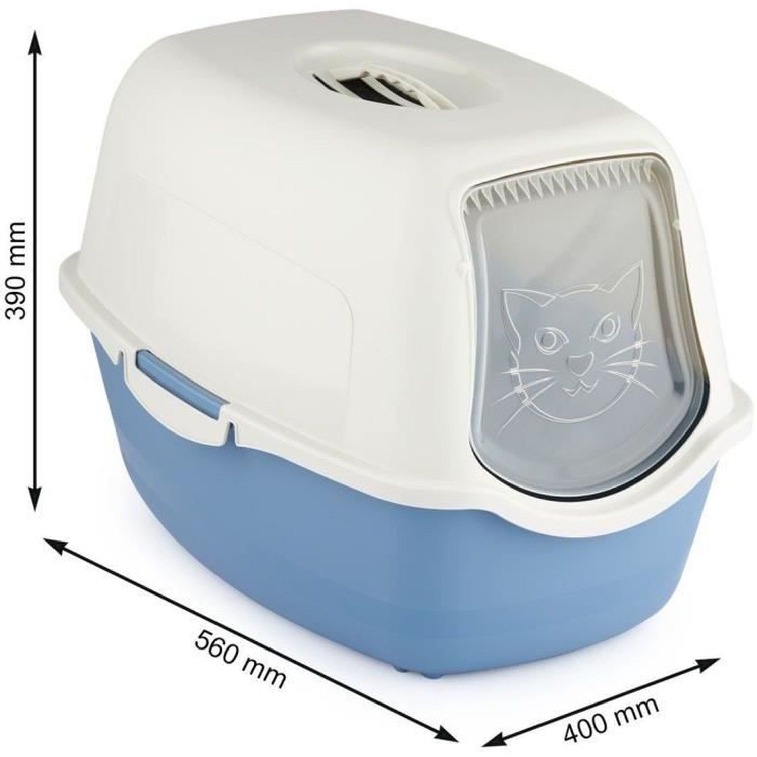 Caixa de Areia para Gatos Rotho My Pet BAILEY Branco/Azul - 3