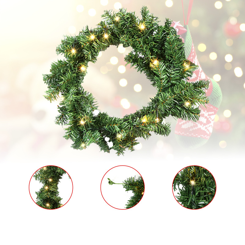 Guirlanda de Natal da Noëll Coroa decorativa luminosa integrada com iluminação 5 metros de cor verde equipada com 100 lâmpadas LED - 7
