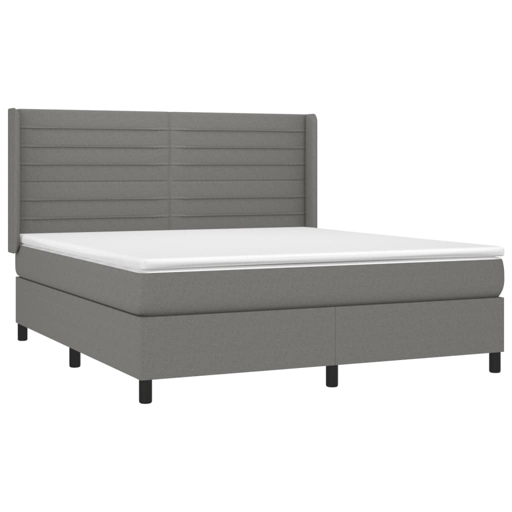 Maison Exclusive - Sommier à lattes de lit avec matelas Gris foncé 180x200cm Tissu - 3