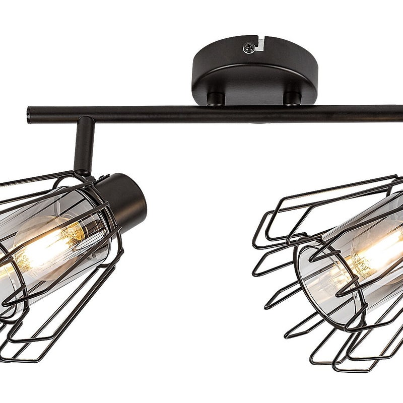 Reflektor sufitowy spot natynkowy Emerencia listwa czarny-dymiony 2xE14x40W wym: 19 x 51 x 13 cm metal Rabalux